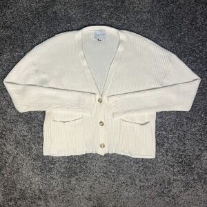 Pink rose Size medium three button long sleeve cardigan cream colored W/ Pockets